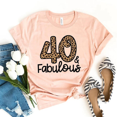 Image of Leopard Number 30 40 50 60 70 80 Happy Birthday T-Shirt Fabulous T Shirt Women Clothes-FrenzyAfricanFashion.com