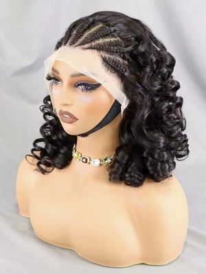 Lace Frontal Wigs Loose Curly Bob Wig Remy Human Hair Natural Cornrow Braided Women hair