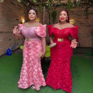 woman Mesh dress rhinestone sequin belt elegant evening gown