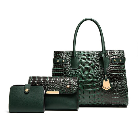 Image of Luxury Croco Pattern Purses and Handbags Set Women Shoulder Designer Brand Leather Crossbody Bag Large Ladies Hand Bags-FrenzyAfricanFashion.com