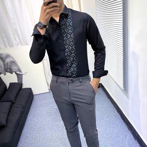 Autumn British fashion printed long sleeve shirt