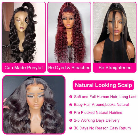 Image of Lace Front Wig 13x4 HD Transparent Lace Frontal Human Hair Wigs-FrenzyAfricanFashion.com
