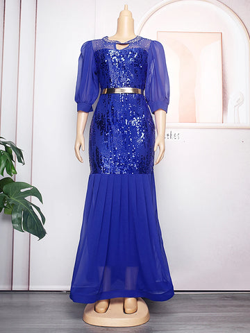 Image of Luxury Sequin Bodycon Mermaid Maxi Robe Muslim Kaftan Abaya Dubai Evening Dress-FrenzyAfricanFashion.com