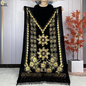 Abaya Dress Short Sleeve Cotton Loose Robe With Big Scarf Maxi