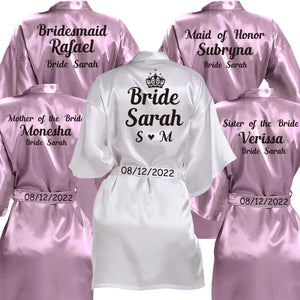 Customized Logo Wedding Bathrobe Faux Silk Bridal Robe Bride Bridesmaid Wedding Robes Woman Bachelorette Hen Party