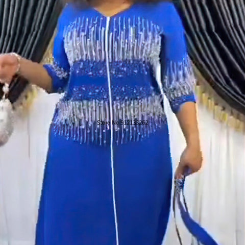 Image of Wedding Dresses Women Plus Size Beaded Evening Party Long Maxi Dress Moroccan Muslim-FrenzyAfricanFashion.com