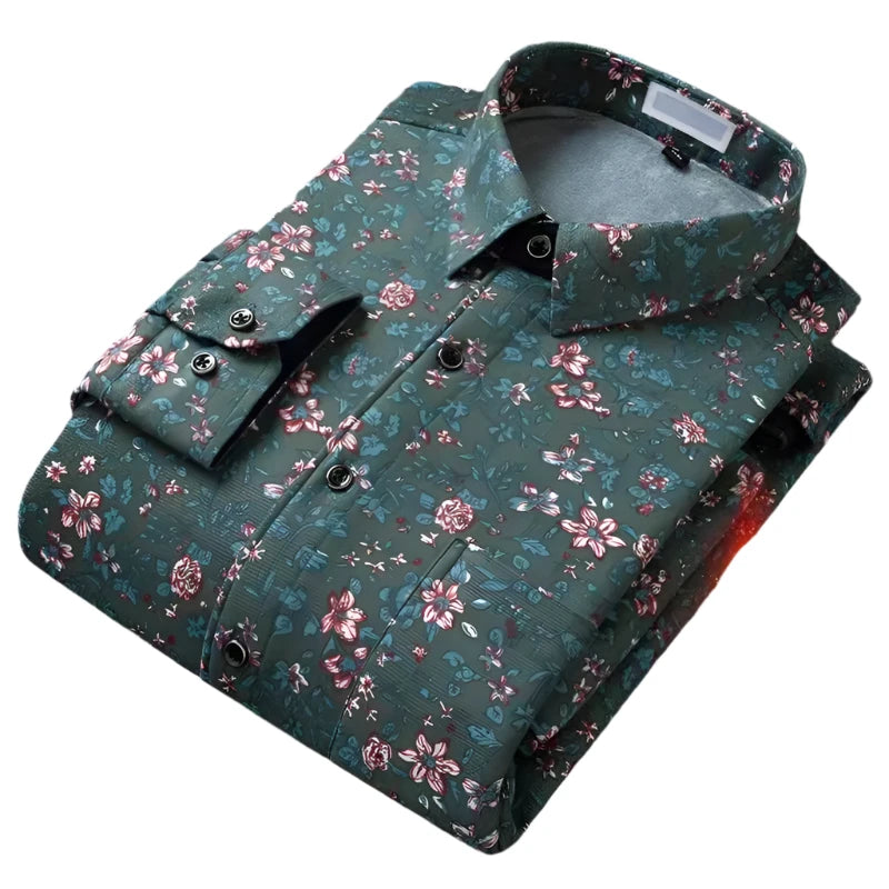 flower design high casual mens shirt-FrenzyAfricanFashion.com