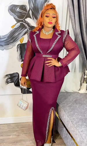 Elegant Africa Clothing Plus Size Evening Wedding Party Long Dress Outfits Robes-FrenzyAfricanFashion.com