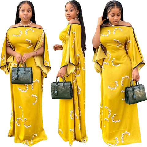 Image of African Women Short Sleeve Long Dress Maxi-FrenzyAfricanFashion.com