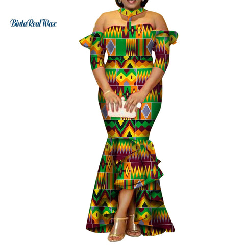 Image of African Dresses for Women Half Sleeve Long Dresses-FrenzyAfricanFashion.com