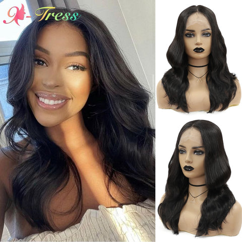 Image of Synthetic Lace Front Wig with Baby Hair 18 Inch Medium Body Wavy-FrenzyAfricanFashion.com