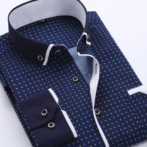 Image of Jenkins Dress Shirt Long Sleeve Slim Fit Button Down Collar Business Shirts-FrenzyAfricanFashion.com