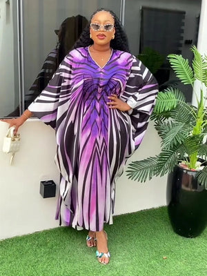Dashiki Ankara Outfit Gown Abayas Robe Muslim Kaftan Chiffon Maxi Dress-FrenzyAfricanFashion.com