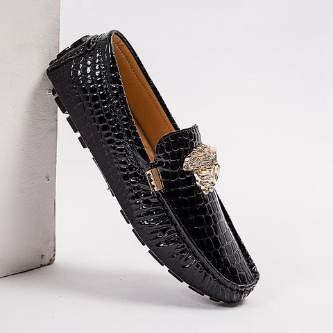 Image of Brand Casual Shoes High Quality Men&#39;s Leather Shoes Snake Pea Shoes Spring Summer Leather Ladies Moccasin Loafers-FrenzyAfricanFashion.com