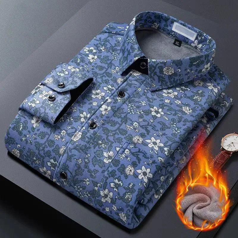 flower design high casual mens shirt-FrenzyAfricanFashion.com