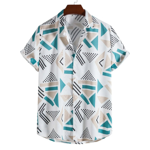 Image of Hawaiian Shirt 2022 Summer New Men's Shirts Casual Fashion Trend Lapel Printed Short Sleeve Shirts Camisas Para Hombre-FrenzyAfricanFashion.com