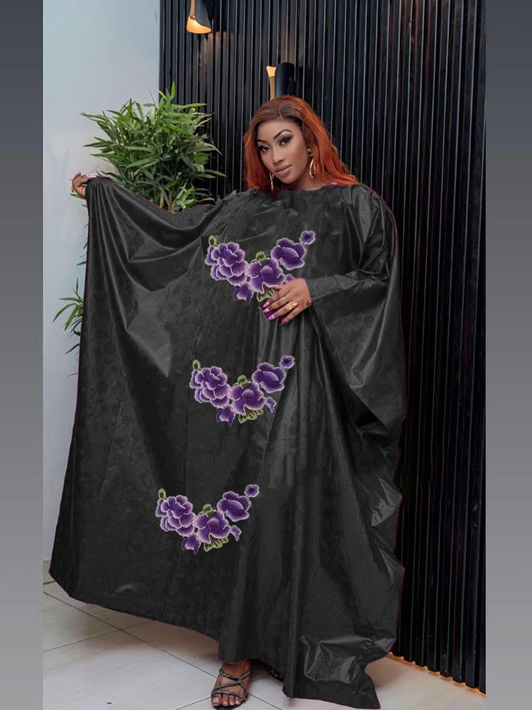 Purple Bazin Riche Turkey Dresses Ankara Women Dashiki
