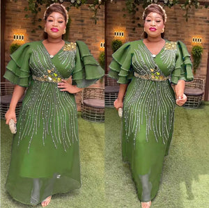 Elegant African Dresses for Women Summer Evening Party Long Dress Turkey Outfits Robe Dashiki Ankara Africa Clothing-FrenzyAfricanFashion.com