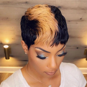 Pixie Cut Wig Black Women Full  Wigs Short Layered  Human Hair Wigs