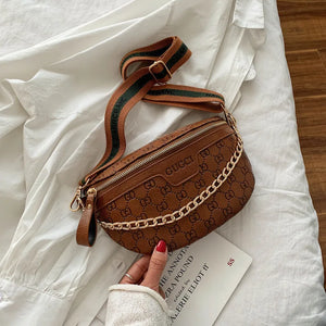 Retro Casual Shoulder Crossbody Women's Bag Large Capacity Korean Fashion Waist Bag Comfortable Wide Shoulder Strap Letter Print