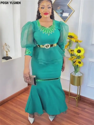 Plus Size Dresses Women Organza Ruffles Sleeves Outfits