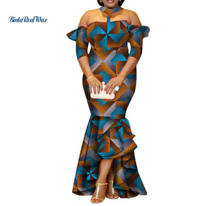 African Dresses for Women Half Sleeve Long Dresses-FrenzyAfricanFashion.com