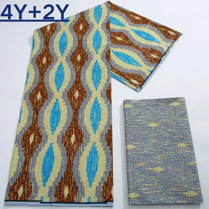 Green Kente Fabric Real Ankara Wax Lace Cotton 6 Yards for Women Party Dress