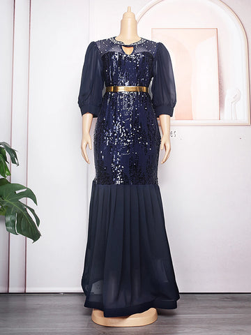 Image of Luxury Sequin Bodycon Mermaid Maxi Robe Muslim Kaftan Abaya Dubai Evening Dress-FrenzyAfricanFashion.com