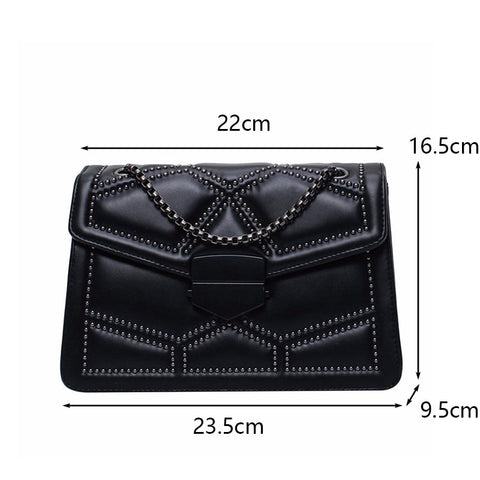 Image of Rivet Chain Small Crossbody Bags for Women 2022 Female Shoulder Messenger Bag Lady Luxury Handbags and Purses Luxury Designer-FrenzyAfricanFashion.com