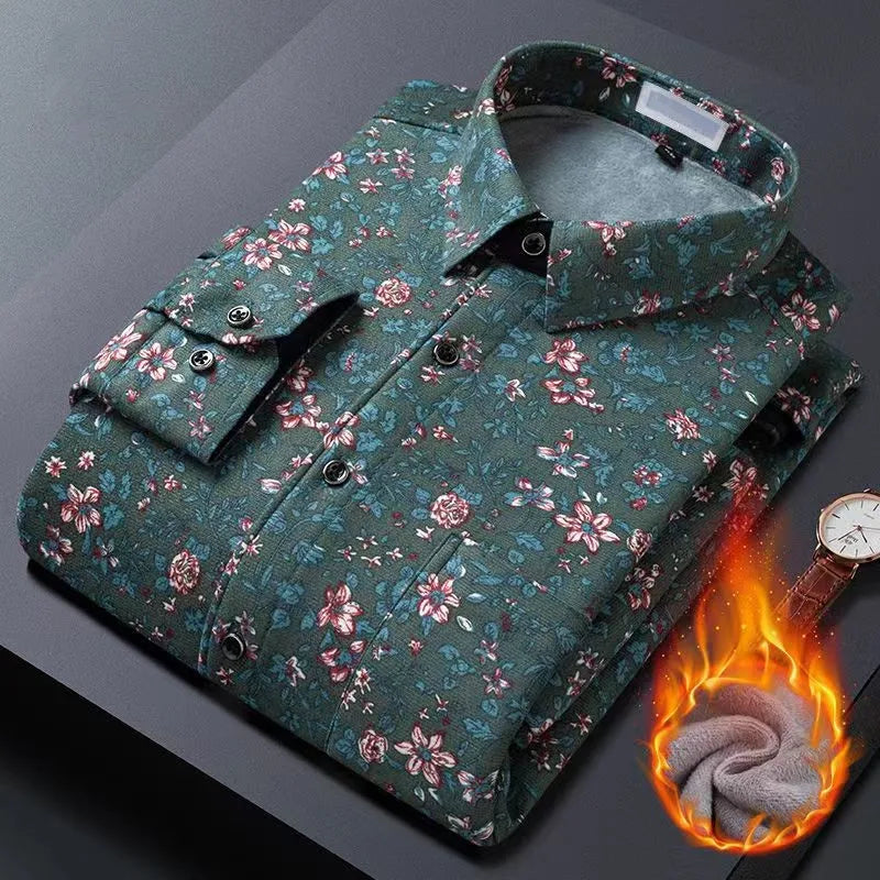 flower design high casual mens shirt-FrenzyAfricanFashion.com