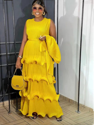 Pleats Solid Color Suit  New Women's Long Vest