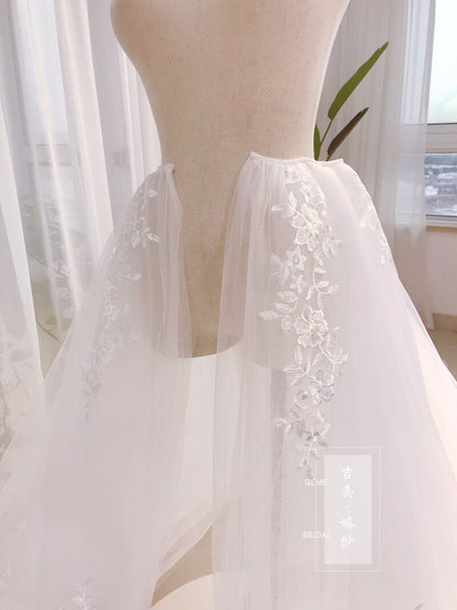 Shirlis 4 Layers Detachable Wedding Lace Train Only.-FrenzyAfricanFashion.com