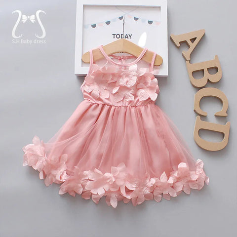 Image of Flower Baby Girl Party Dresses Summer Children Clothes Birthday Princess-FrenzyAfricanFashion.com