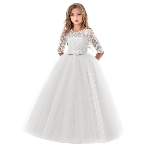 Image of Girls Lace Long Prom Gowns Bridesmaid Kids Dresses-FrenzyAfricanFashion.com