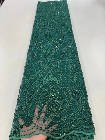 Image of Luxury Handmade Beads Embroidery French Tulle Lace Fabric-FrenzyAfricanFashion.com
