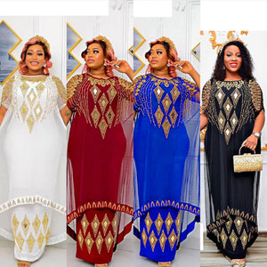 Two-Piece Dresses Women Mesh Caftan Abaya Robe Clothes-FrenzyAfricanFashion.com