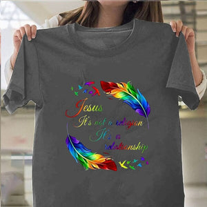 Jesus Is Not A Religion It's A Relationship Print Women T Shirt Short Sleeve O Neck Loose Women Tshirt Ladies Tee Shirt Tops