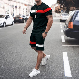 3D Casual Men's T-shirt Set Summer Beach Shorts Sportswear