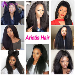 Kinky Straight Wig Transparent Lace Frontal Wig Curly Human Hair Wigs Lace Frontal Pre Plucked Glueless Closure Wig Remy Hair