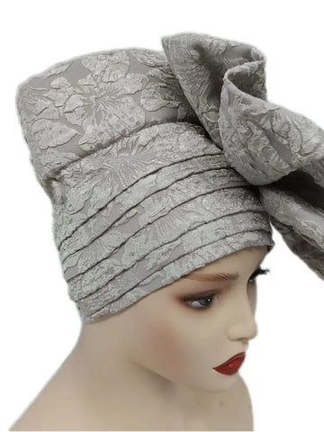 Image of Big Flowers Pleated Top Hats Headtie-FrenzyAfricanFashion.com