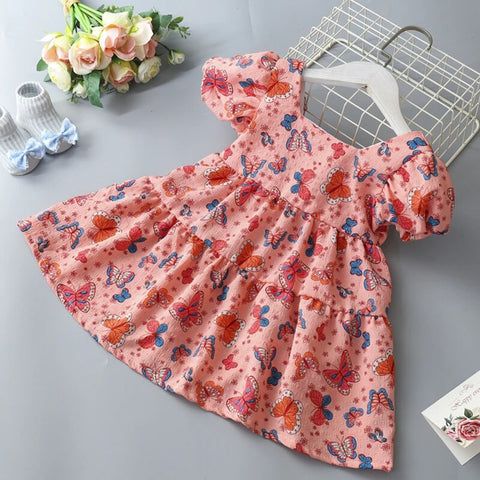 Image of Summer Toddler Dresses Baby Girl Clothes Cute Flowers Print Princess Dress-FrenzyAfricanFashion.com