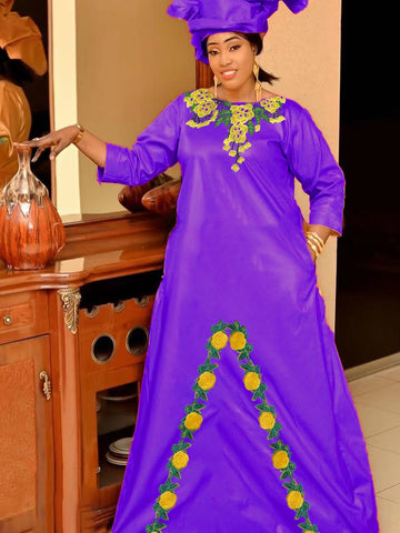 Image of Boubou Bazin Riche Long Dresses For Gambia Women Party Clothing 2023 Top Quality Bazin Riche Dashiki Robe Large Size Bazin-FrenzyAfricanFashion.com