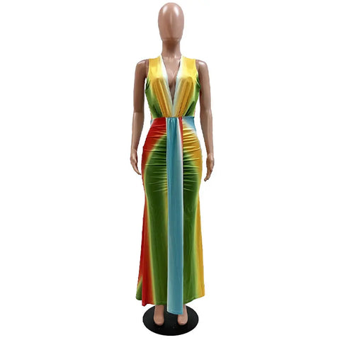 Image of Women Summer Vintage Boho Striped Long Maxi Evening Party-FrenzyAfricanFashion.com
