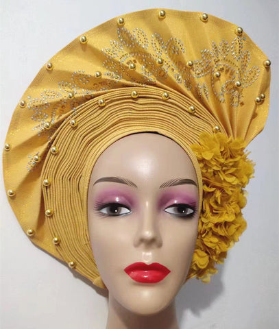 Image of sego gele headtie turbans for women hats for women auto gele headtie already made 2022 aso oke fashion bonnets head wraps-FrenzyAfricanFashion.com