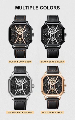 Image of BeniSap Fashion Men Wristwatches Luxury Chronograph Luminous Waterproof Date Man Watch Square-FrenzyAfricanFashion.com