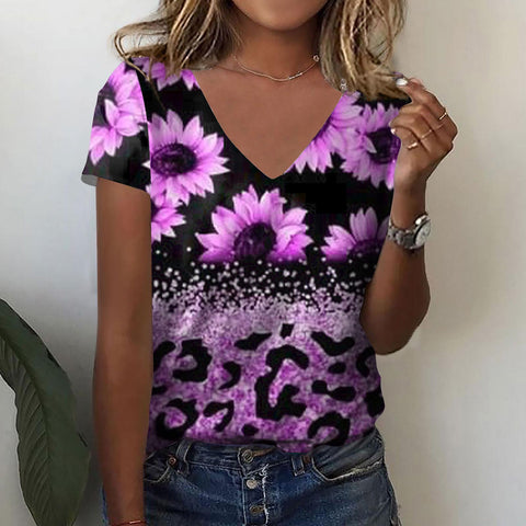Image of T-shirt O Neck Leopard Print Short Sleeve Clothing Streetwear Hip-Hop Top Vintage Sexy Pullover T Shirt Girls-FrenzyAfricanFashion.com
