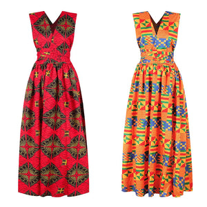 african printing plus size polyester long dress