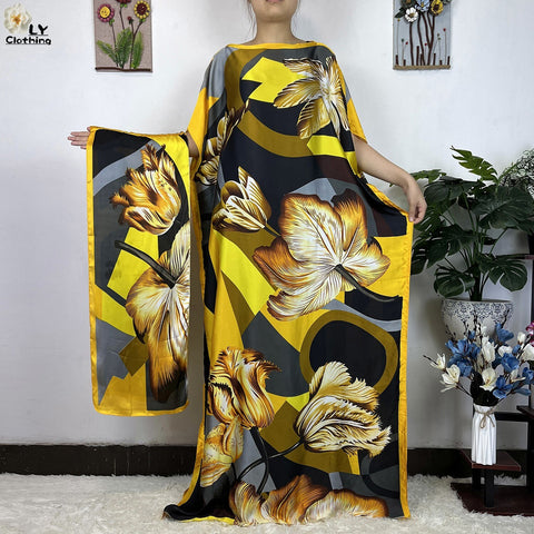 Image of Turkey Abaya Loose Silk Oversize Women Clothing-FrenzyAfricanFashion.com