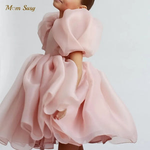 Fashion Girl Princess Vintage Dress Tulle Child Puff Sleeve-FrenzyAfricanFashion.com