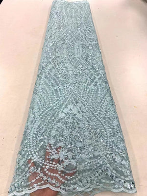 Luxury Handmade Beads Embroidery French Tulle Lace Fabric